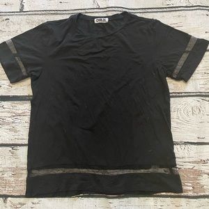 Chrldr  Cheerleader Black Shirt with Mesh Accents